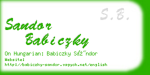 sandor babiczky business card